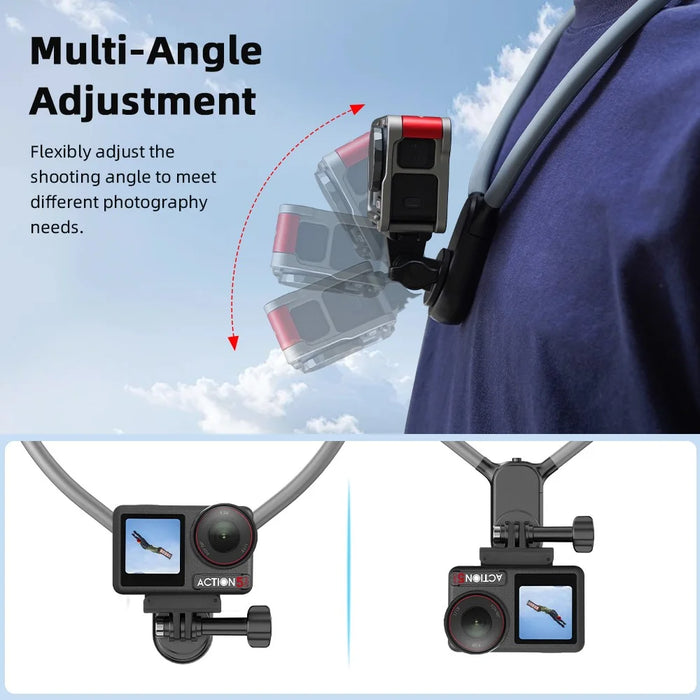 BRDRC FLY014_2 Neck Mount Strap Set for DJI Osmo Action 5 Pro / Pocket 3 / Insta360 GO 3S / GoPro Hero 13 - 7