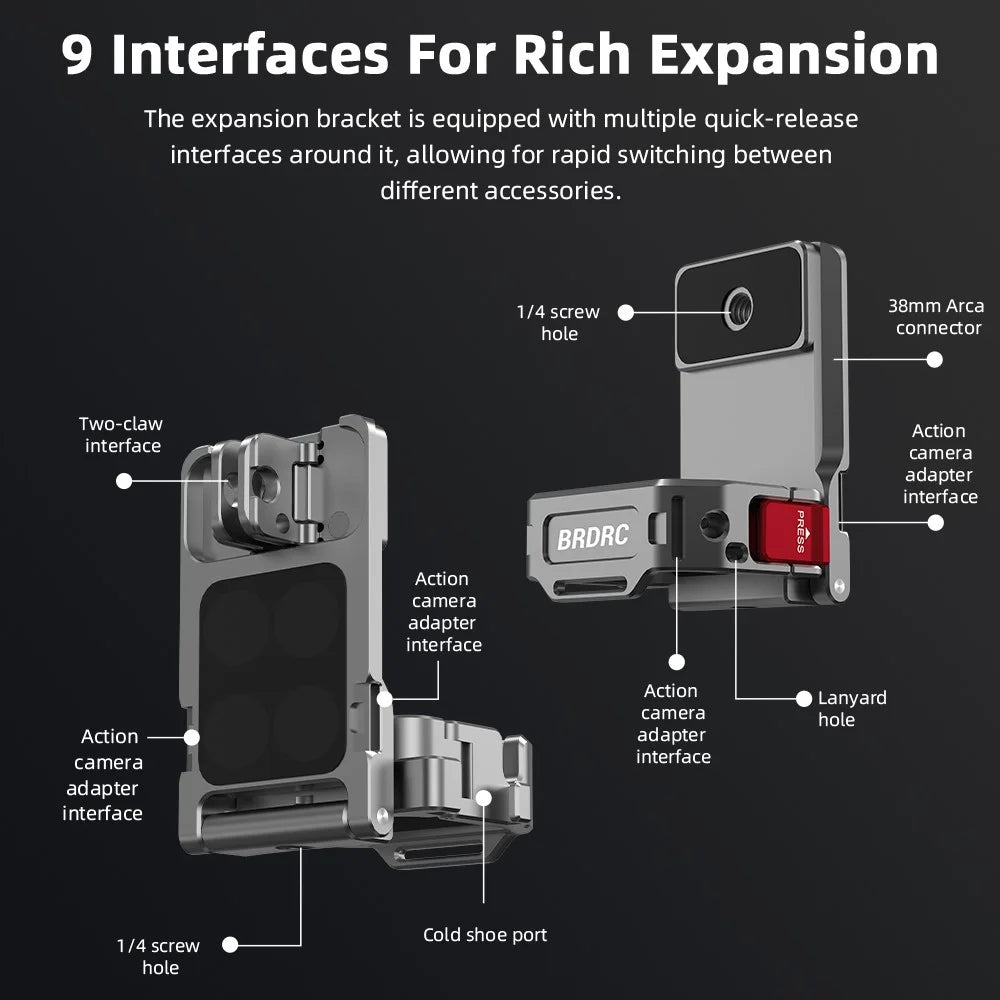 BRDRC For DJI Osmo Pocket 3 Magnetic Camera Mount Holder Expansion Adapter Bracket - 4