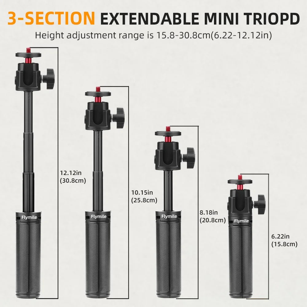 FLYMILE Tripod For DJI Osmo Pocket 3 / Insta360 X4 / GO 3 / GO 3S Extendable Selfie Stick Stand - 5