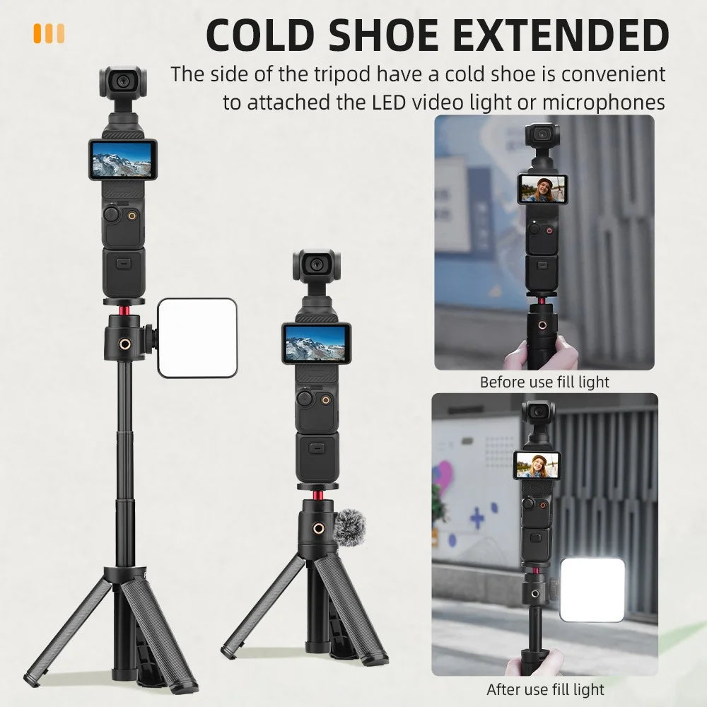 FLYMILE Tripod For DJI Osmo Pocket 3 / Insta360 X4 / GO 3 / GO 3S Extendable Selfie Stick Stand - 6