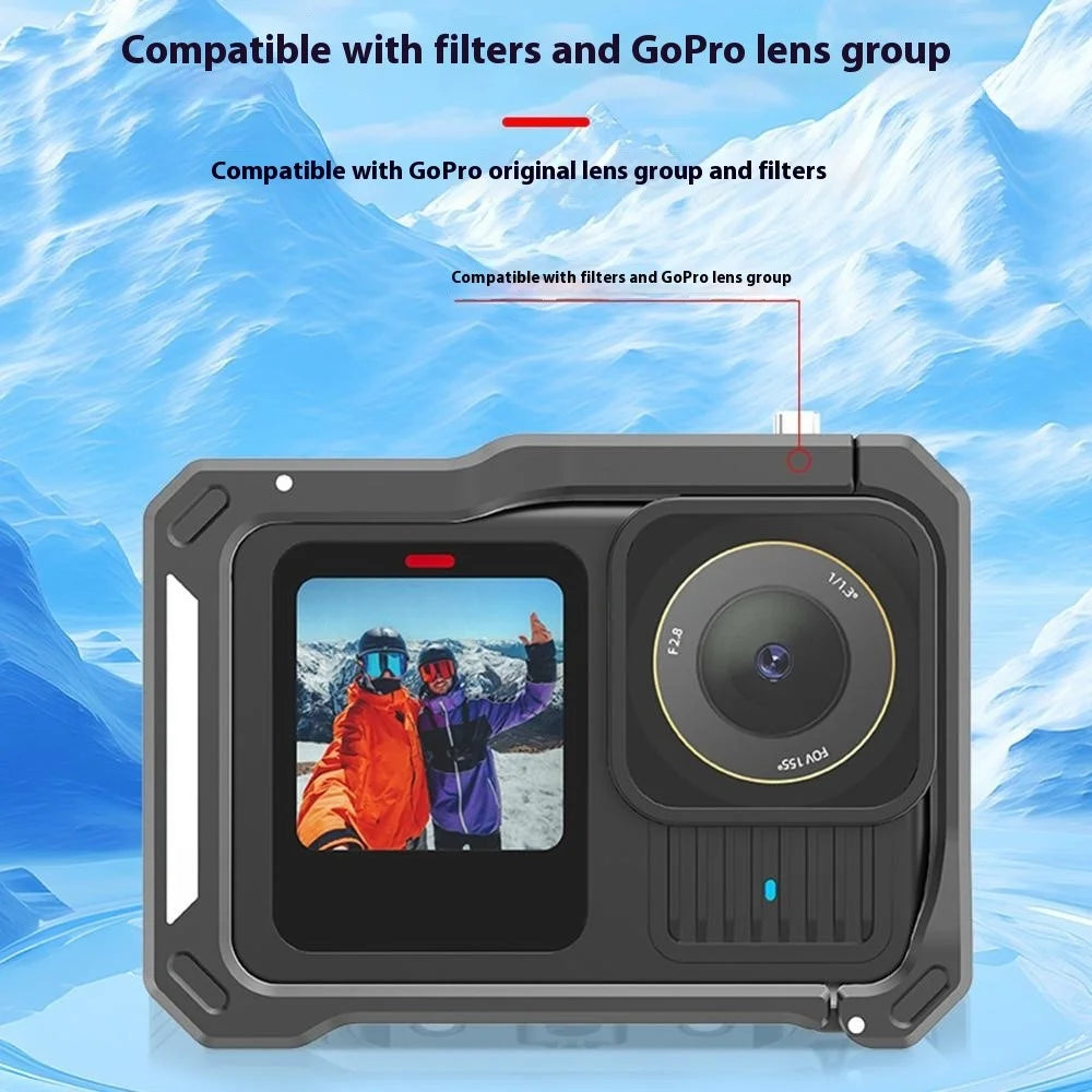 HEPAIL For GoPro Hero 13 / 12 / 11 / 10 / 9 Horizontal Vertical Shooting Frame Aluminum Alloy Camera Cage - 2