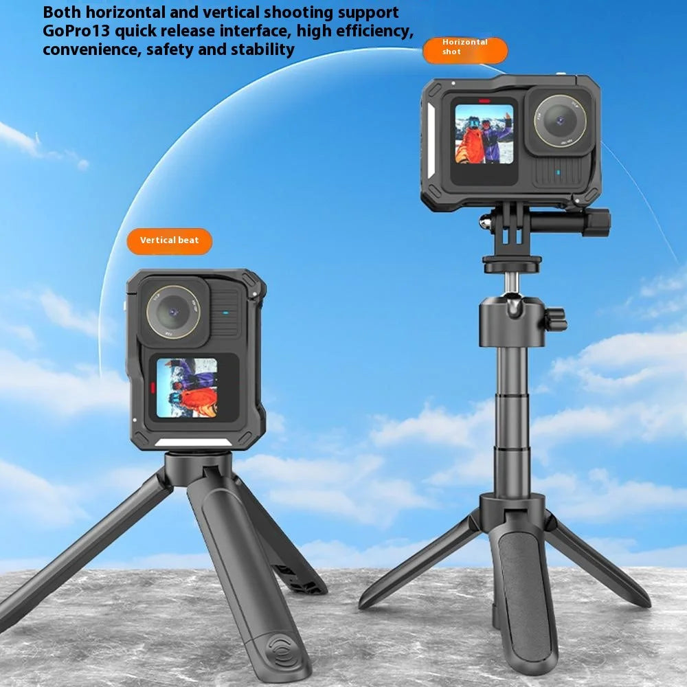 HEPAIL For GoPro Hero 13 / 12 / 11 / 10 / 9 Horizontal Vertical Shooting Frame Aluminum Alloy Camera Cage - 3
