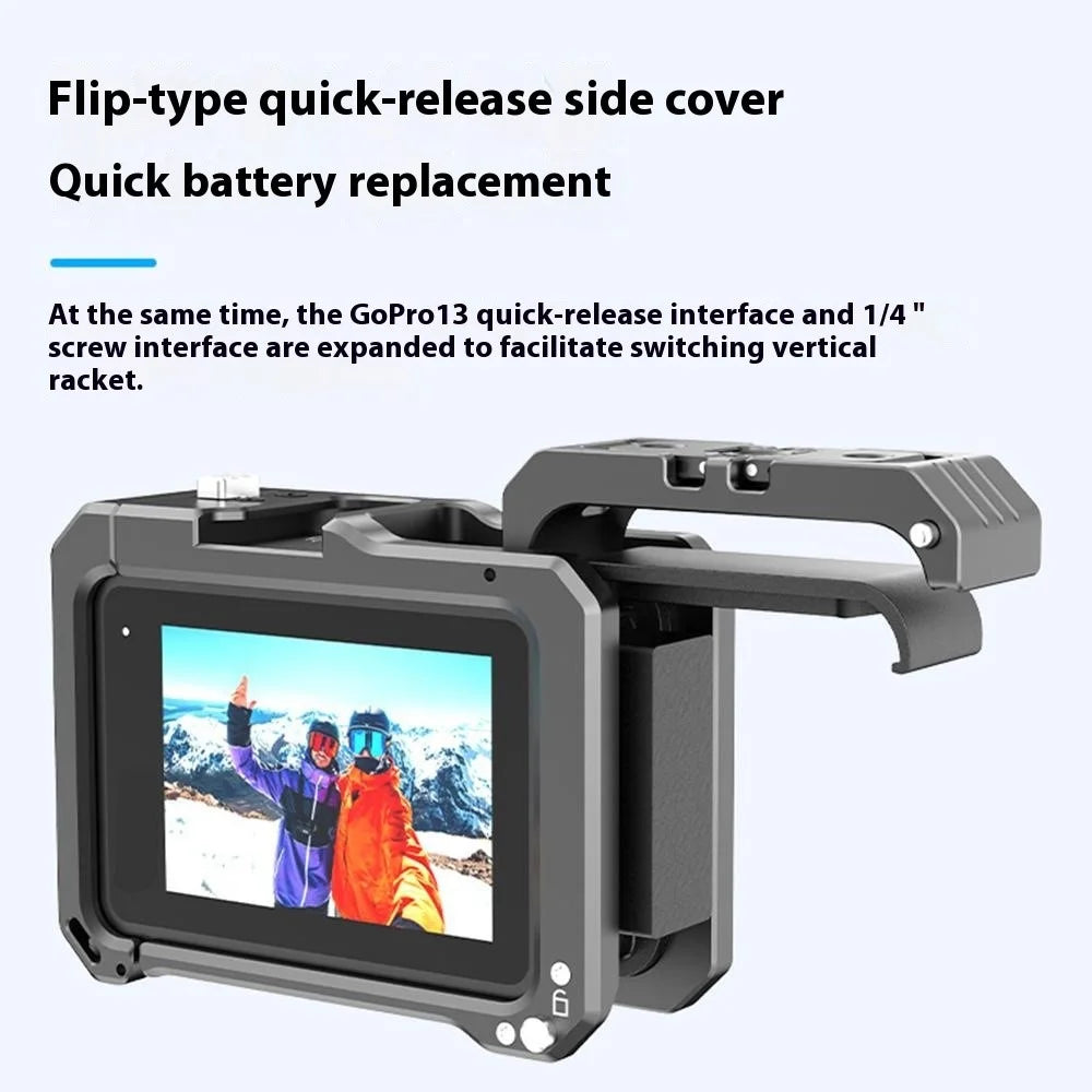 HEPAIL For GoPro Hero 13 / 12 / 11 / 10 / 9 Horizontal Vertical Shooting Frame Aluminum Alloy Camera Cage - 6