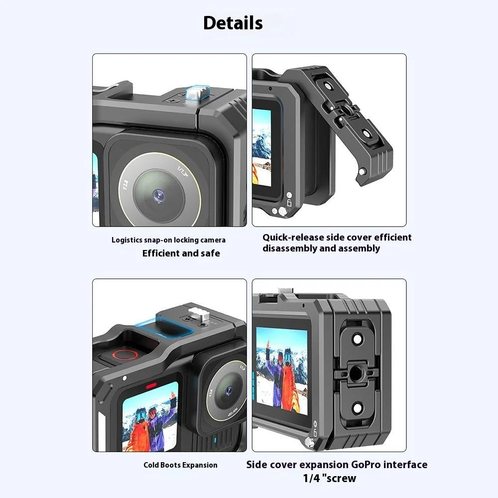 HEPAIL For GoPro Hero 13 / 12 / 11 / 10 / 9 Horizontal Vertical Shooting Frame Aluminum Alloy Camera Cage - 7