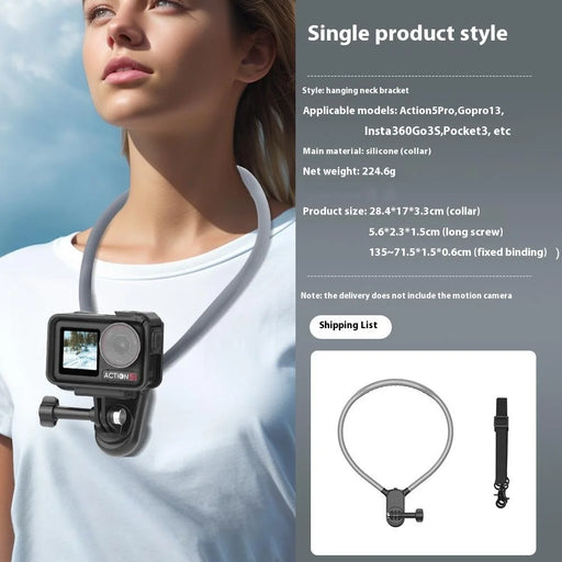 FLYMILE For DJI Osmo Action 5 Pro / Pocket 3 / Insta360 GO 3S / GoPro Hero 13 POV Shooting Neck Mount Holder Bracket - 2