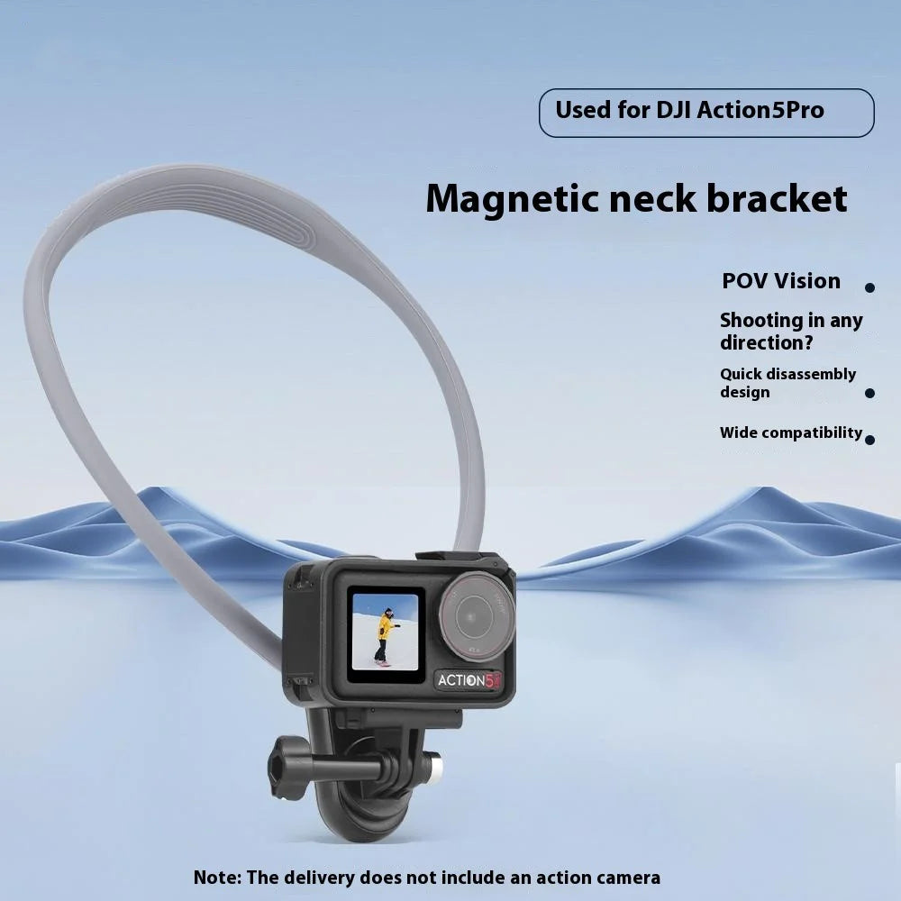 FLYMILE For DJI Osmo Action 5 Pro / Pocket 3 / Insta360 GO 3S / GoPro Hero 13 POV Shooting Neck Mount Holder Bracket - 4