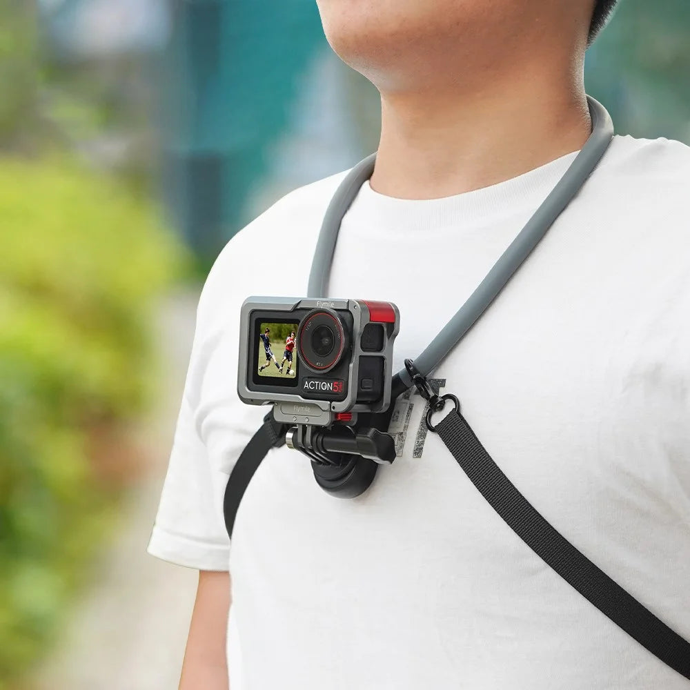 FLYMILE For DJI Osmo Action 5 Pro / Pocket 3 / Insta360 GO 3S / GoPro Hero 13 POV Shooting Neck Mount Holder Bracket - 5