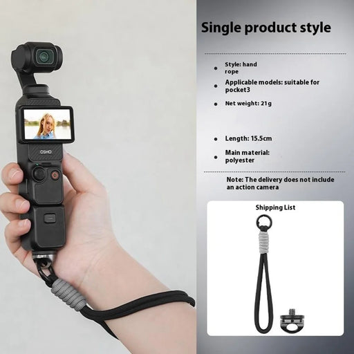 BRDRC For DJI Osmo Pocket 3 Gimbal Camera Hand Strap Polyester Anti-Drop Lanyard - Black - 2