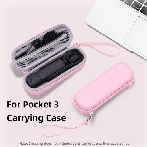 BRDRC Portable Bag for DJI Osmo Pocket 3 Zippered Camera Carrying Case with Metal Hook, Pink - 2