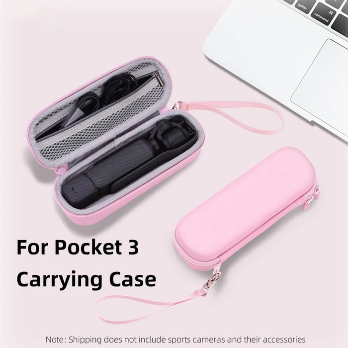 BRDRC Portable Bag for DJI Osmo Pocket 3 Zippered Camera Carrying Case with Metal Hook, Pink - 2