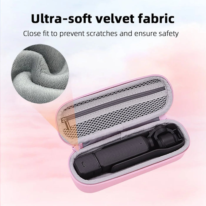 BRDRC Portable Bag for DJI Osmo Pocket 3 Zippered Camera Carrying Case with Metal Hook, Pink - 4