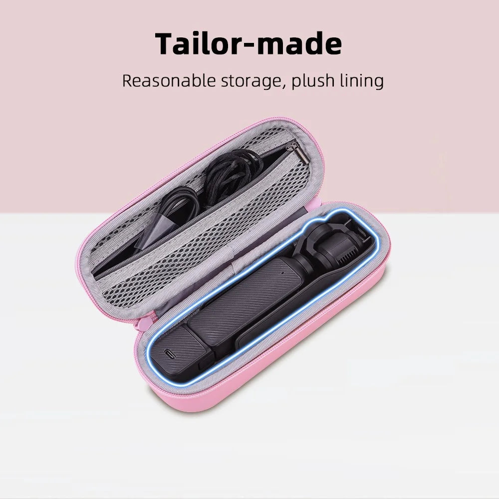 BRDRC Portable Bag for DJI Osmo Pocket 3 Zippered Camera Carrying Case with Metal Hook, Pink - 7