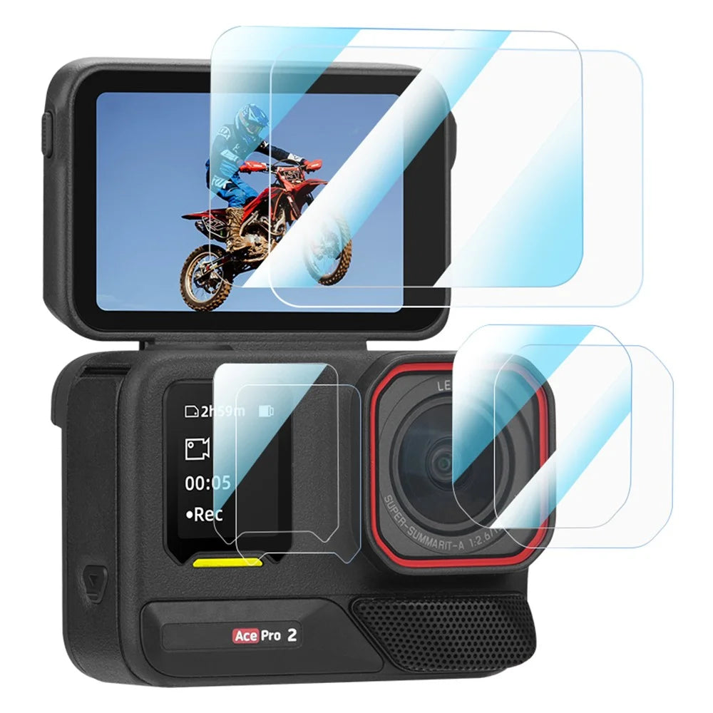 BRDRC 2Set Camera Lens Protector for Insta360 Ace Pro 2 Tempered Glass Screen Film 9H Anti Scratch - 1