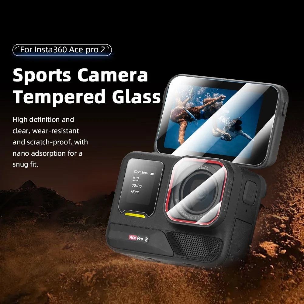 BRDRC 2Set Camera Lens Protector for Insta360 Ace Pro 2 Tempered Glass Screen Film 9H Anti Scratch - 2