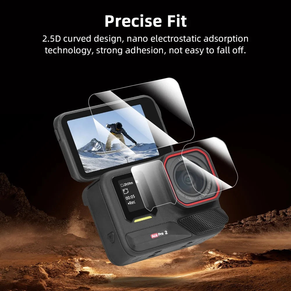 BRDRC 2Set Camera Lens Protector for Insta360 Ace Pro 2 Tempered Glass Screen Film 9H Anti Scratch - 6