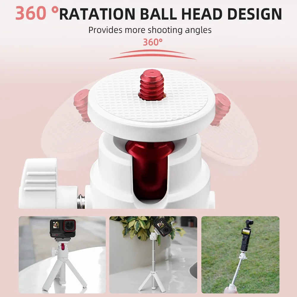 FLYMILE Universal Selfie Stick for GoPro Insta360 Action Cameras Tripod with Rotating Ball Head - 5