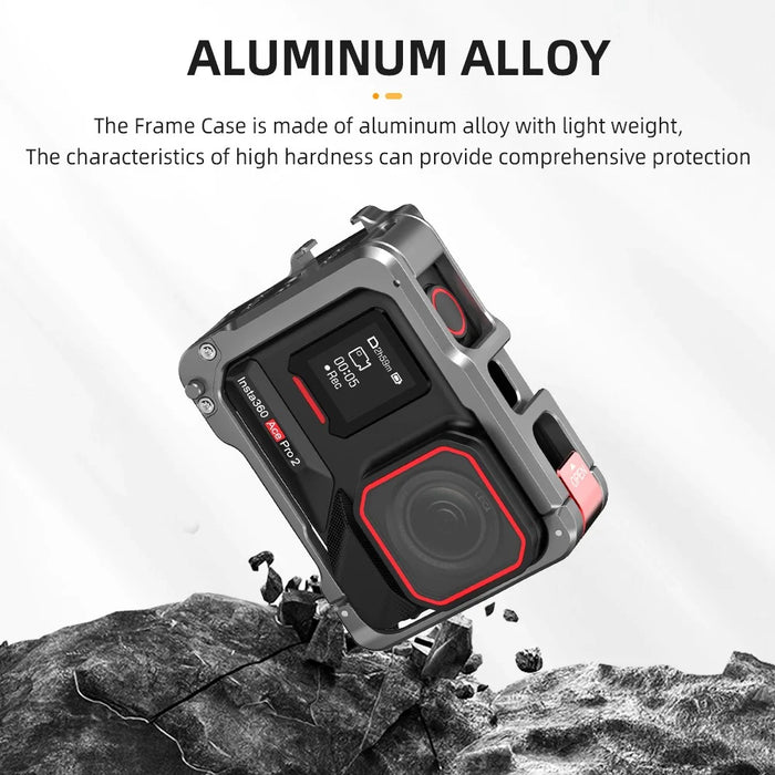 FLYMILE Metal Cage for Insta360 Ace Pro 2 / Pro Protective Frame Case with Cold Shoe Mount - 3