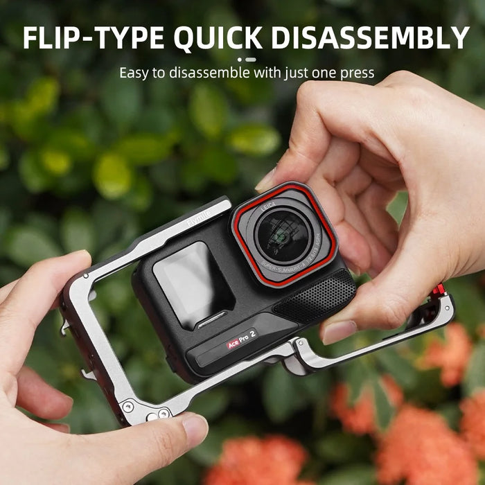FLYMILE Metal Cage for Insta360 Ace Pro 2 / Pro Protective Frame Case with Cold Shoe Mount - 5