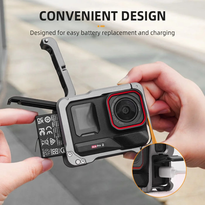 FLYMILE Metal Cage for Insta360 Ace Pro 2 / Pro Protective Frame Case with Cold Shoe Mount - 6