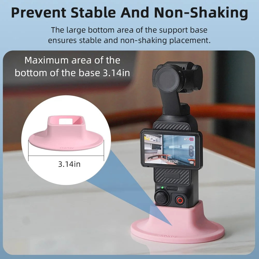 BRDRC For DJI Osmo Pocket 3 Silicone Mount Base Non Slip Desktop Camera Holder - Pink - 2