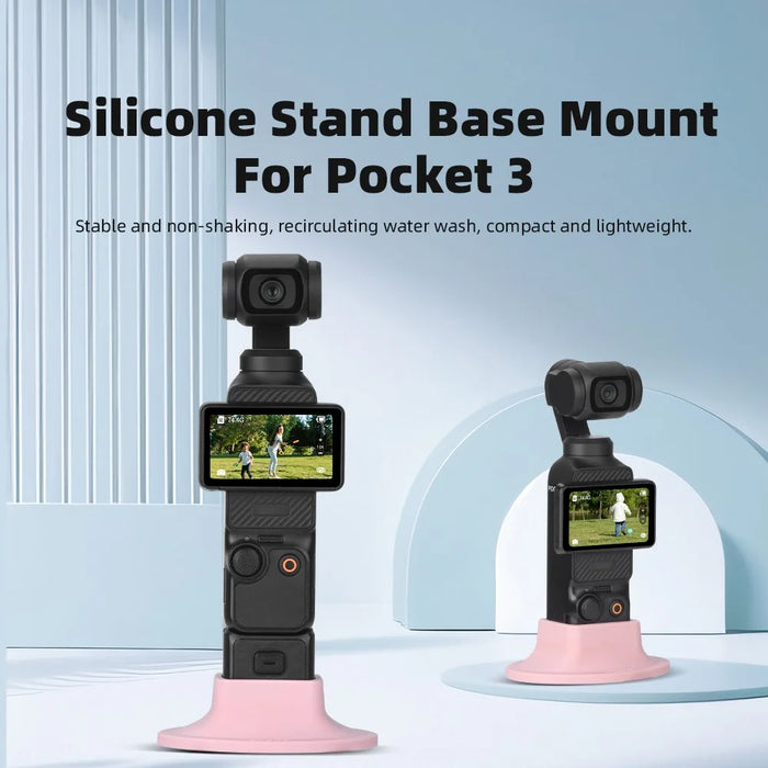 BRDRC For DJI Osmo Pocket 3 Silicone Mount Base Non Slip Desktop Camera Holder - Pink - 3