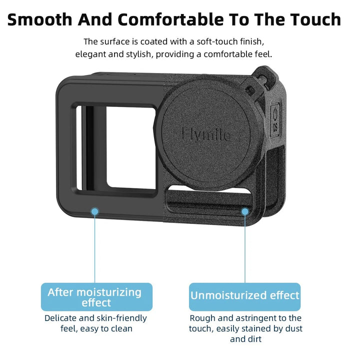 FLYMILE For DJI Osmo Action 5 Pro Silicone Case Protective Cover with Lens Cap +  Straps - Black - 3