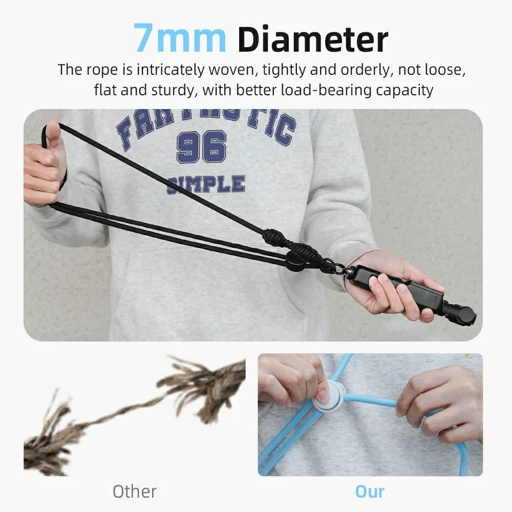 BRDRC For DJI Osmo Pocket 3 Adjustable Strap Crossbody Nylon Woven Safety Lanyard with Aluminum Alloy Lock Buckle - Black - 4