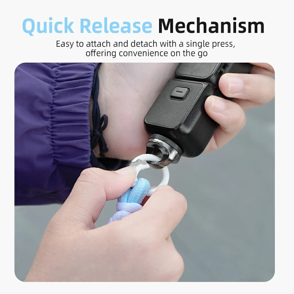 BRDRC For DJI Osmo Pocket 3 Adjustable Strap Crossbody Nylon Woven Safety Lanyard with Aluminum Alloy Lock Buckle - Black - 6