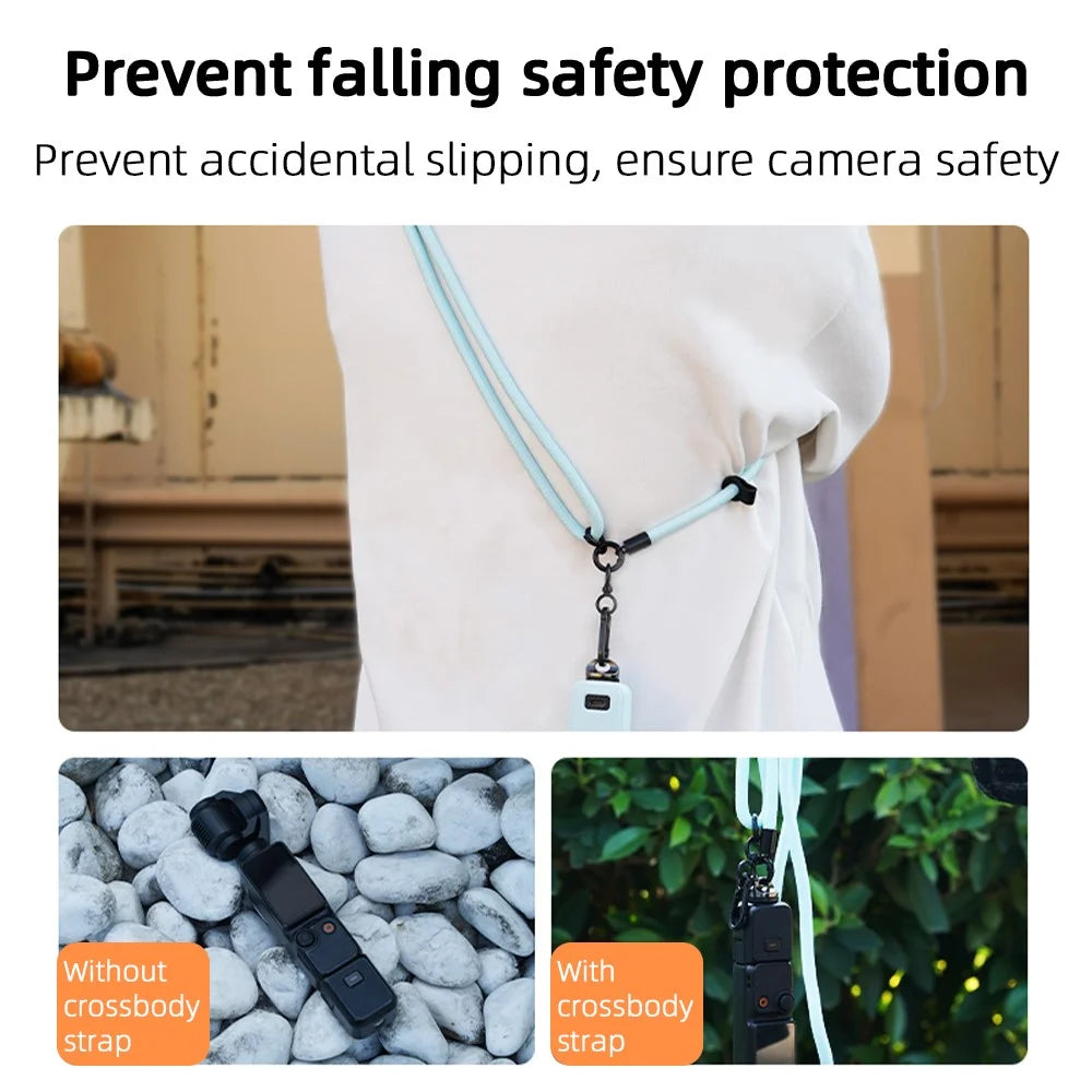 BRDRC For DJI Osmo Pocket 3 Camera Lanyard Polyester Adjustable Crossbody Strap - Grey - 3