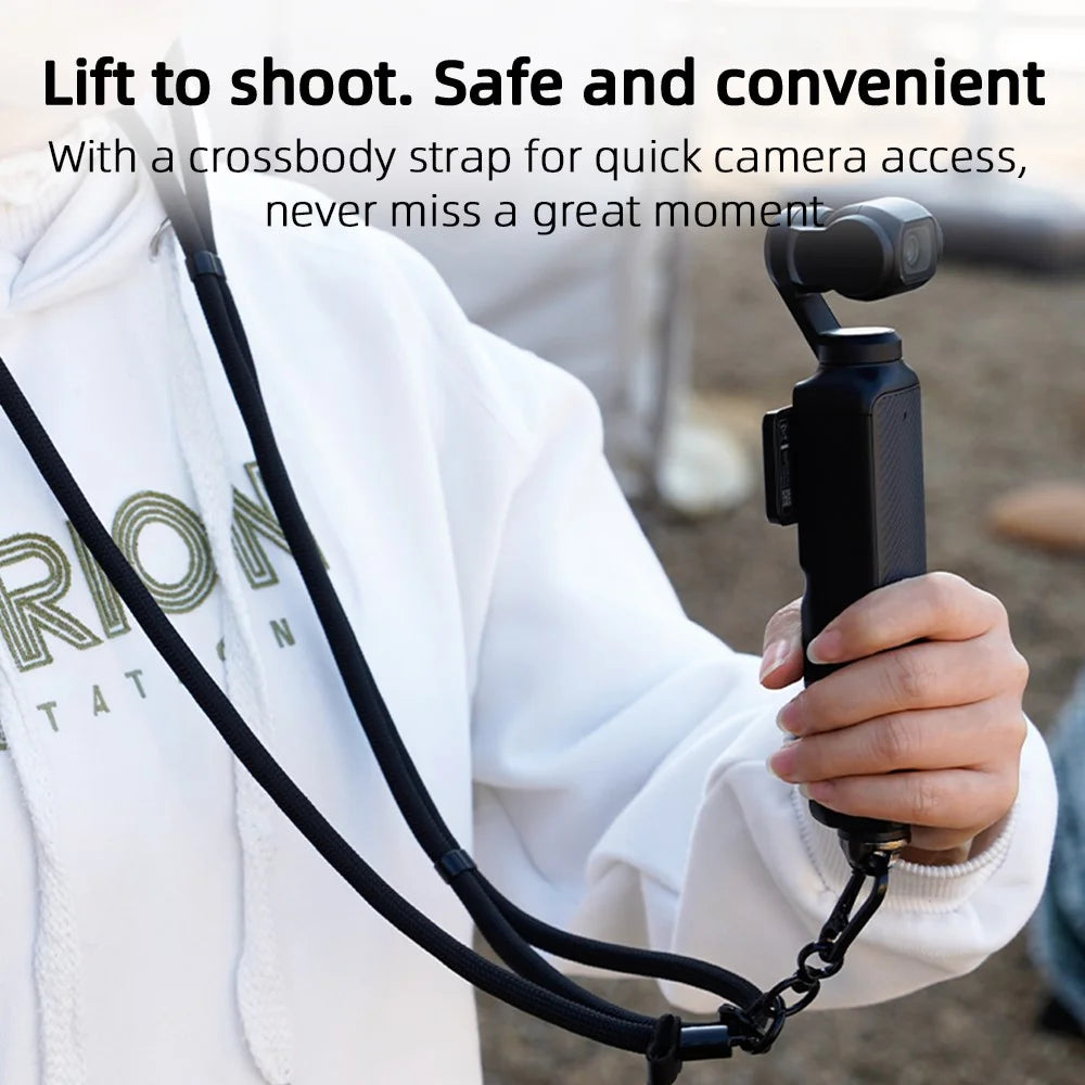 BRDRC For DJI Osmo Pocket 3 Camera Lanyard Polyester Adjustable Crossbody Strap - Grey - 5
