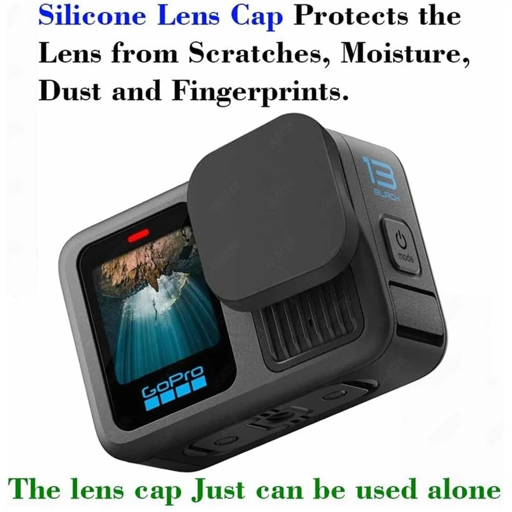For GoPro Hero 13 Black Tempered Glass Screen Protector Lens Film with Silicone Cover and Wrist Strap Accessories Kit - 3