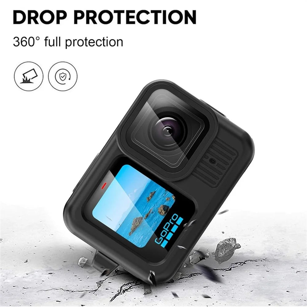 For GoPro Hero 13 Black Tempered Glass Screen Protector Lens Film with Silicone Cover and Wrist Strap Accessories Kit - 7