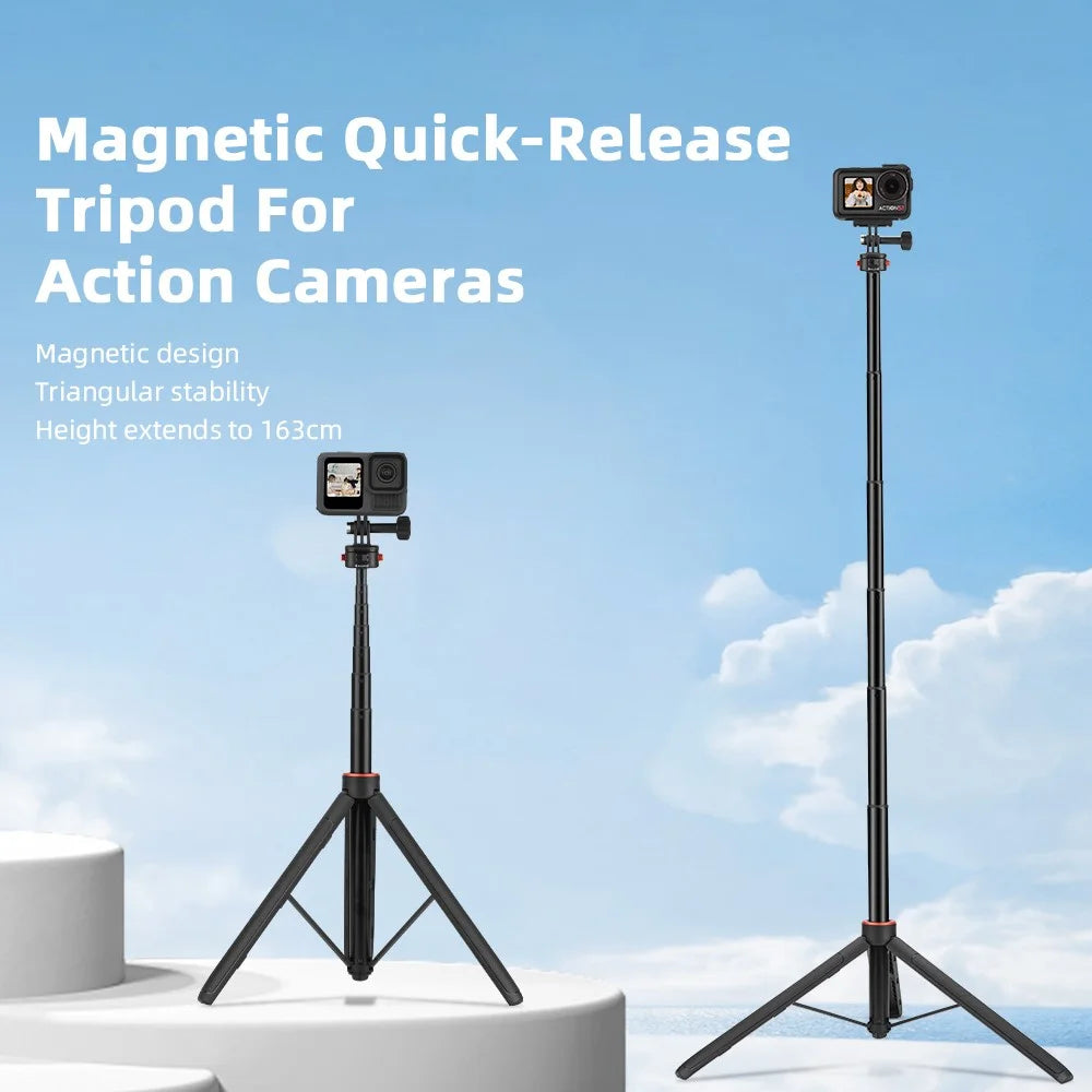 FLYMILE 163cm Magnetic Tripod Quick Release Extended Pole for Action Cameras - 2