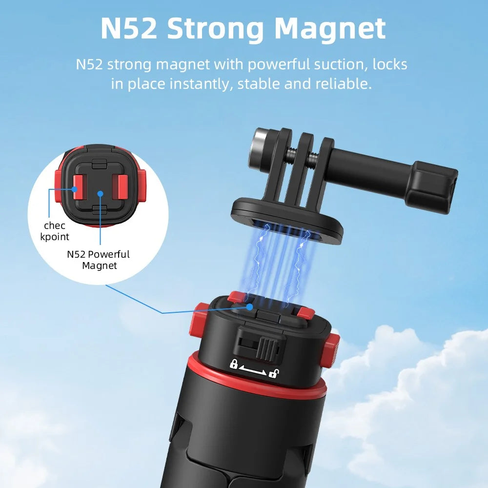 FLYMILE 163cm Magnetic Tripod Quick Release Extended Pole for Action Cameras - 4