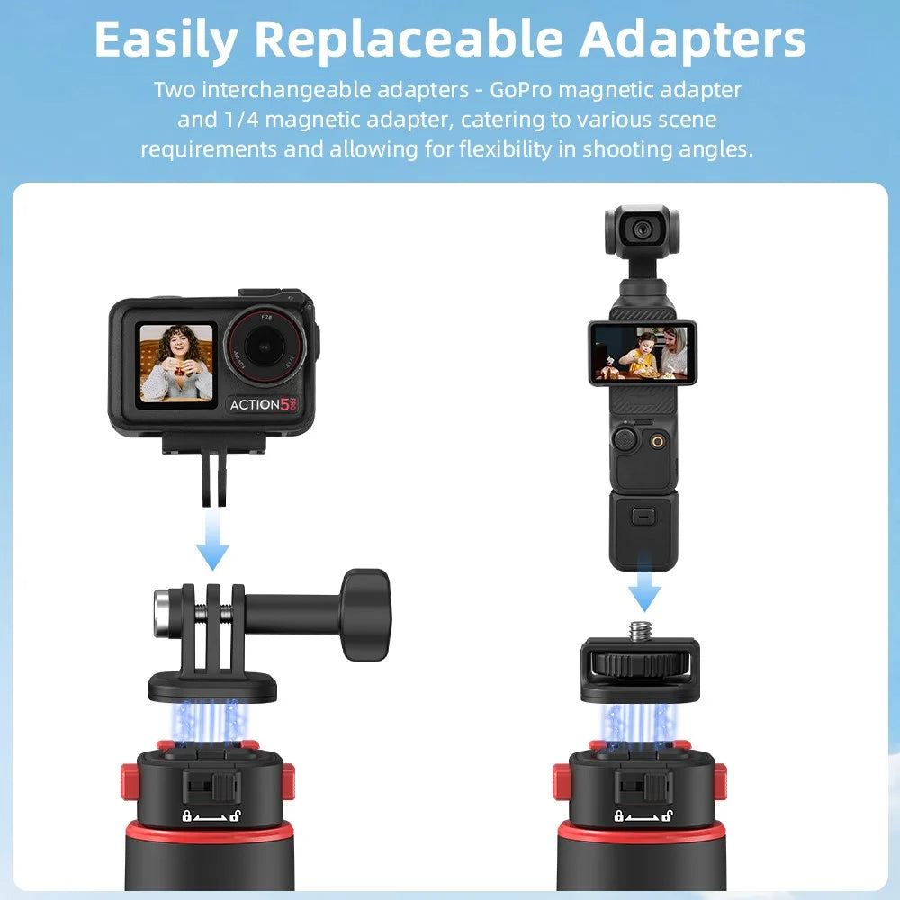 FLYMILE 163cm Magnetic Tripod Quick Release Extended Pole for Action Cameras - 5