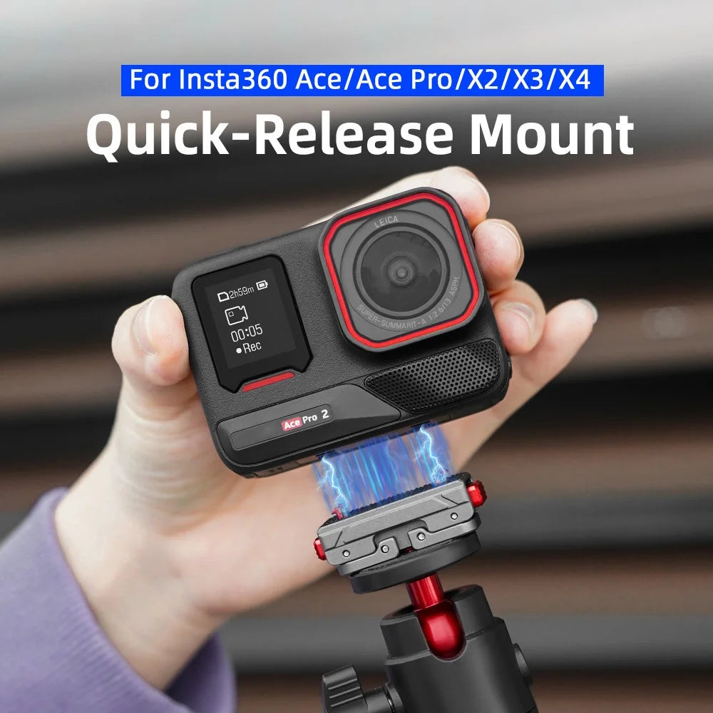 FLYMILE Metal Mount Kit for Insta360 Ace / Ace Pro / Ace Pro 2 / X4 / X3 / X2 Quick Release Adapter Base - 2