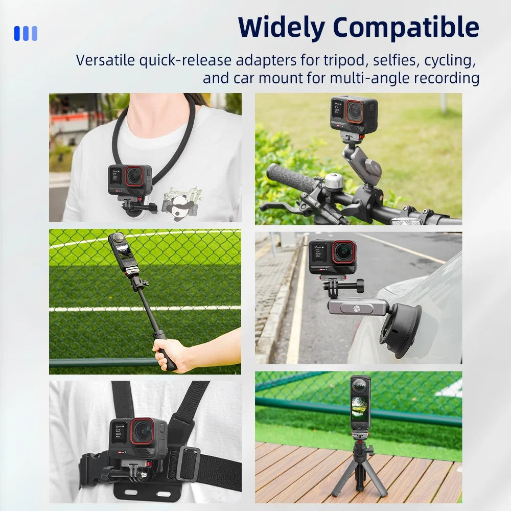 FLYMILE Metal Mount Kit for Insta360 Ace / Ace Pro / Ace Pro 2 / X4 / X3 / X2 Quick Release Adapter Base - 3