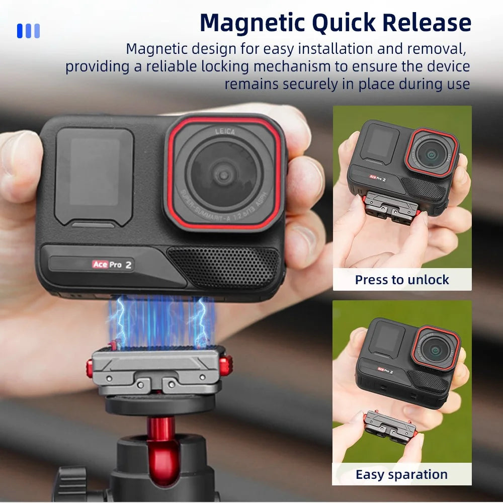 FLYMILE Metal Mount Kit for Insta360 Ace / Ace Pro / Ace Pro 2 / X4 / X3 / X2 Quick Release Adapter Base - 4