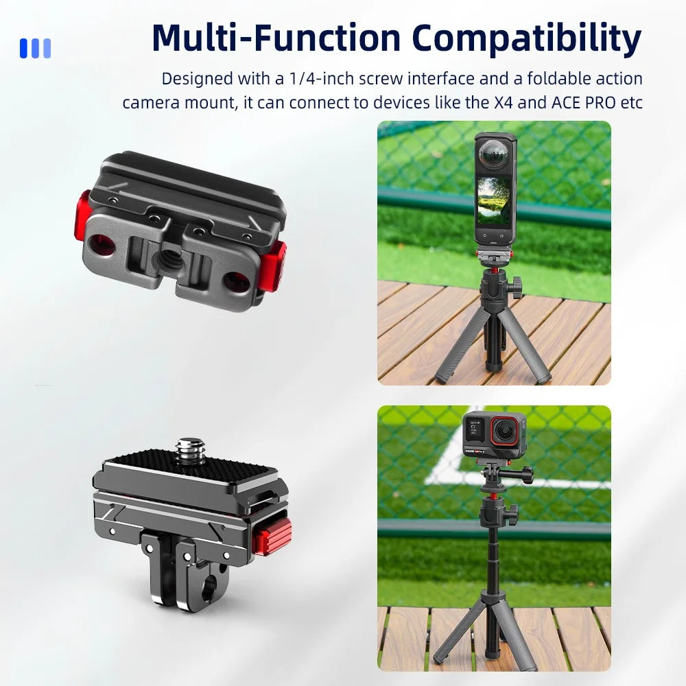 FLYMILE Metal Mount Kit for Insta360 Ace / Ace Pro / Ace Pro 2 / X4 / X3 / X2 Quick Release Adapter Base - 6