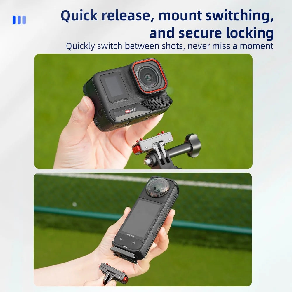 FLYMILE Metal Mount Kit for Insta360 Ace / Ace Pro / Ace Pro 2 / X4 / X3 / X2 Quick Release Adapter Base - 7