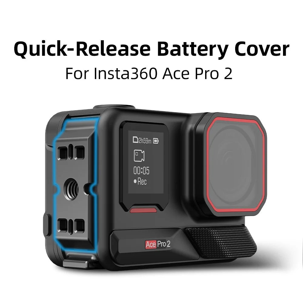 FLYMILE For Insta360 Ace Pro 2 Quick Release Battery Cover Aluminum Alloy Magnetic Camera Battery Lid - 2