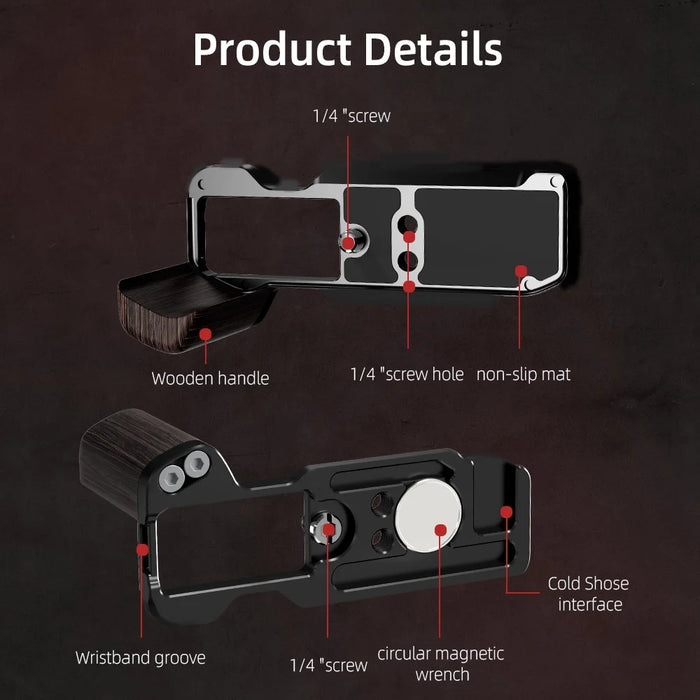 FLYMILE For Fujifilm X-M5 L-Shaped Grip Quick Release Plate Camera Bracket - Brown - 6