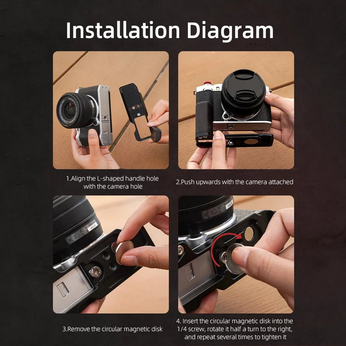 FLYMILE For Fujifilm X-M5 L-Shaped Grip Quick Release Plate Camera Bracket - Brown - 7