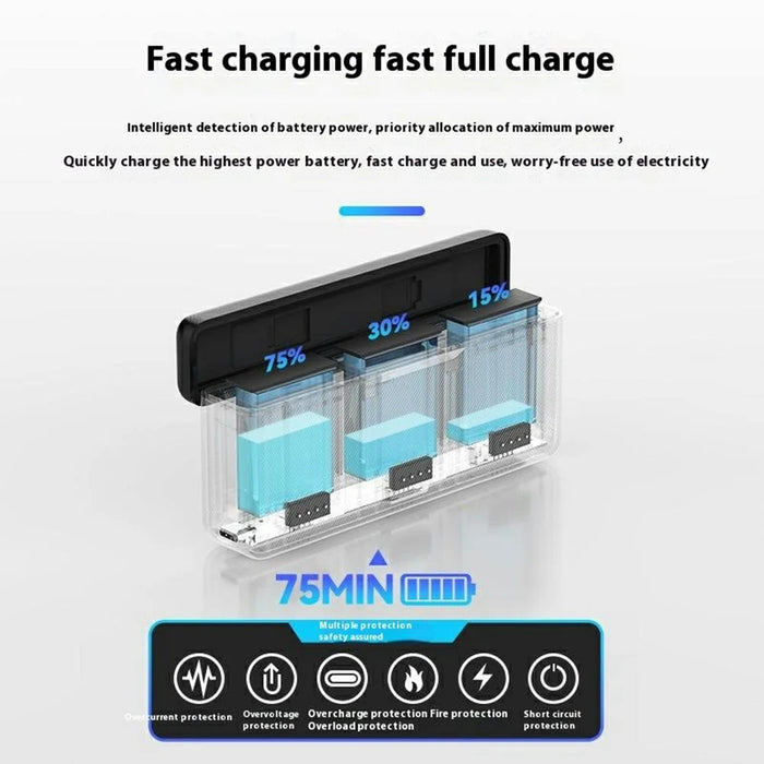 TELESIN S0-BCG-02-TDJ DJI Fast Charging Box For Osmo Action 5 Pro / Action 4 / Action 3 , Battery Charging Case with TF Card Storage - 3