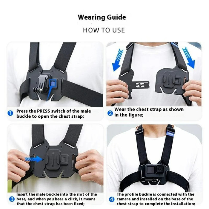 TELESIN GP-UCS-001 Chest Mount Strap for GoPro Hero 13 / Insta360 Ace Pro 2 Quick Release Phone Mount Vest-Style Strap Harness - 4