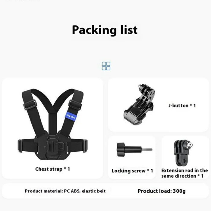 TELESIN GP-UCS-001 Chest Mount Strap for GoPro Hero 13 / Insta360 Ace Pro 2 Quick Release Phone Mount Vest-Style Strap Harness - 5