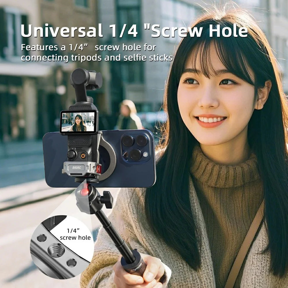 BRDRC Teleprompter Stand for DJI Osmo Pocket 3 Magnetic Camera Mount Expansion Adapter - 7
