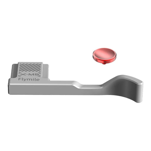 FLYMILE For Fujifilm X-M5 Thumb Grip Ergonomic Camera Handle Aluminum Alloy Dust Protection Hot Shoe Cover - Silver - 1