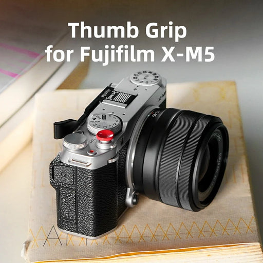 FLYMILE For Fujifilm X-M5 Thumb Grip Ergonomic Camera Handle Aluminum Alloy Dust Protection Hot Shoe Cover - Silver - 2