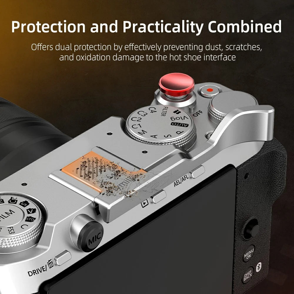 FLYMILE For Fujifilm X-M5 Thumb Grip Ergonomic Camera Handle Aluminum Alloy Dust Protection Hot Shoe Cover - Silver - 4